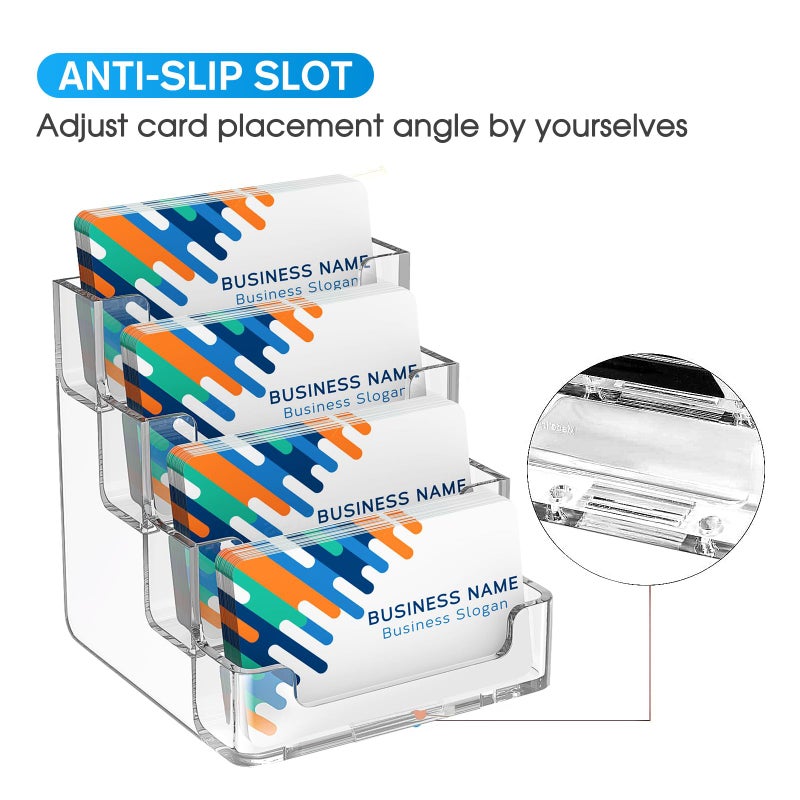 MaxGear Clear Business Card Holder 4 Pocket Business Card Display, Acrylic Business Card Stand for Desk or Counter with 4 Tier, 320 Card Capacity, 2 Pack - Image 5
